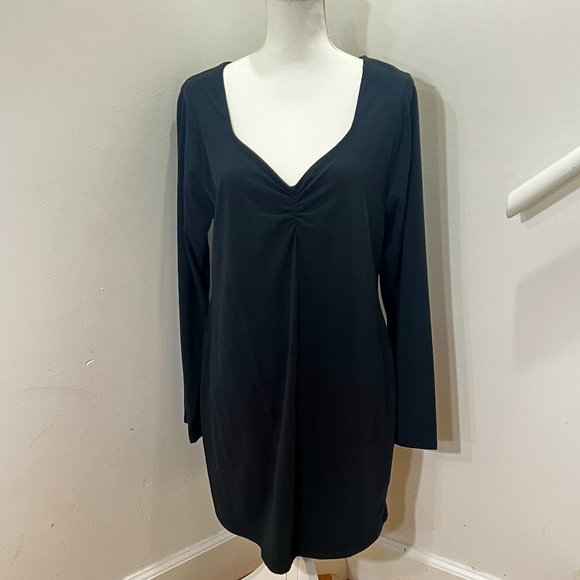 NWT Wild Fable Flattering Cotton/Spandex Black Dress Long Sleeve - Picture 1 of 13